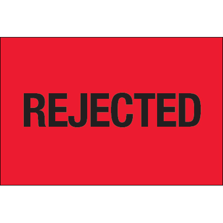 2 x 3" - "Rejected" (Fluorescent Red) Labels