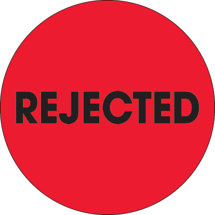 2" Circle - "Rejected" Fluorescent Red Labels