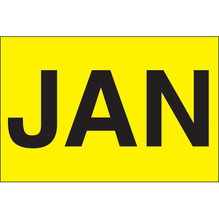 2 x 3" - "JAN" (Fluorescent Yellow) Months of the Year Labels